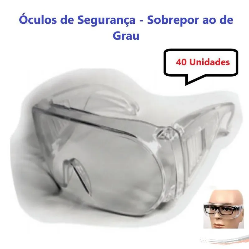 Kit 40 Óculos Proteção Epi Segurança Incolor Sobrepor Ca Un