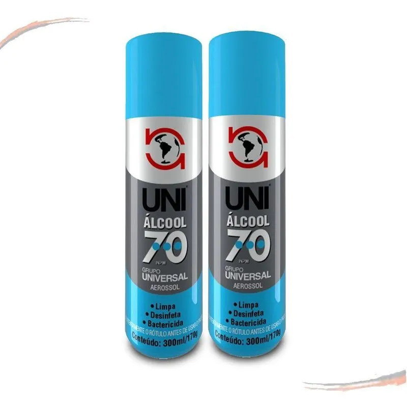 Alcool 70% Em Spray Multiuso Higienizador Uni1000 300ml 2und - Un / 2