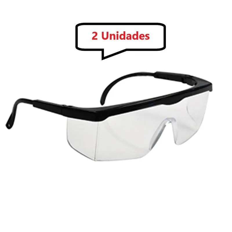 Kit 2 Oculos Protetor Epi Incolor Haste Regulagem Com Ca