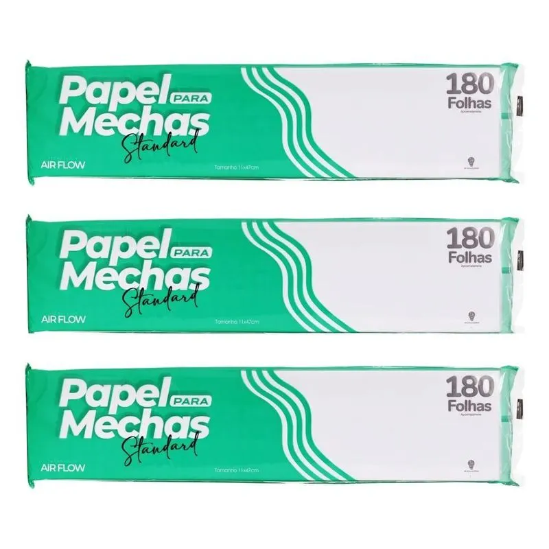 3x 3 Pacotes Papel Para Mechas Standard 11x47cm 540 Folhas