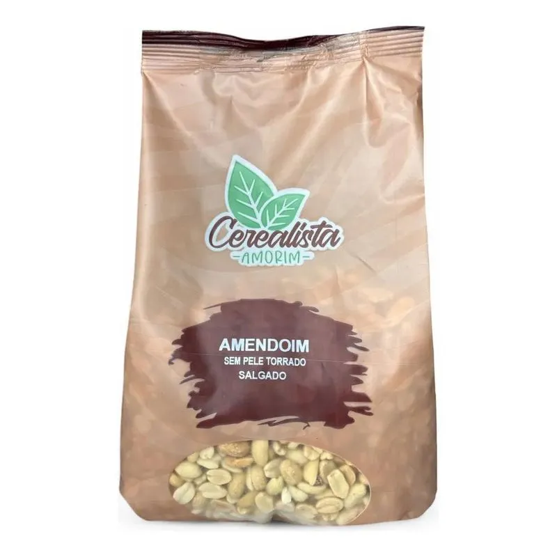 5x Amendoim Torrado Sem Pele Com Sal 1kg Cerealista Amorim