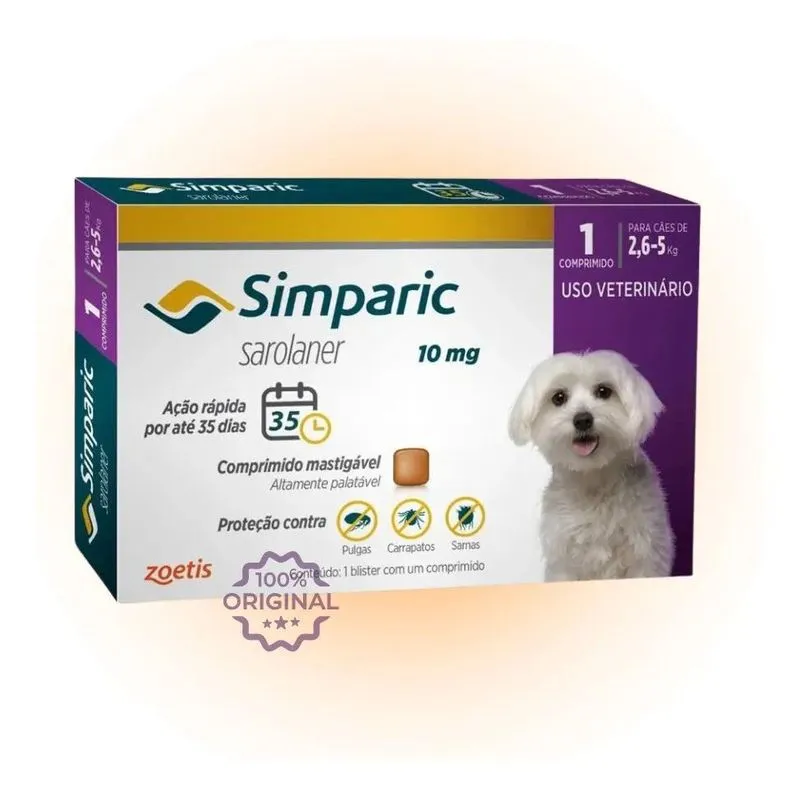 2x Antipulgas Simparic 10mg 2,6 A 5kg C/1 Comprimido Origina