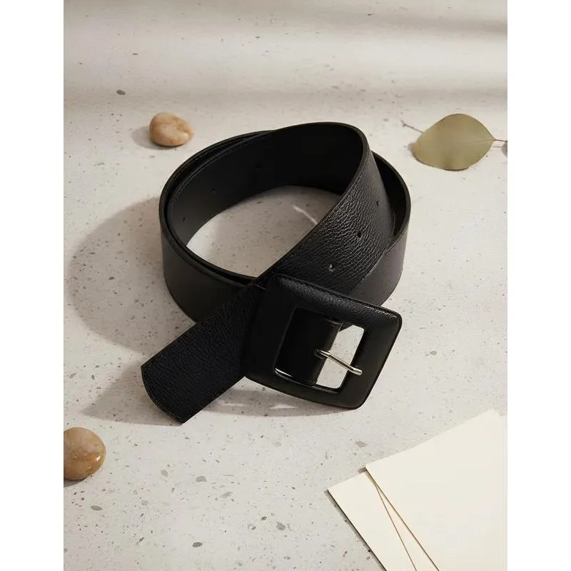Cinto Couro Feminino Largo Couro Legít Preto 100 Veste 34/36