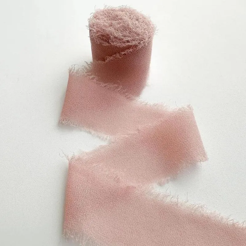 2 Rolos Fita Chiffon Artesanal 4cm Convite Casame Nude