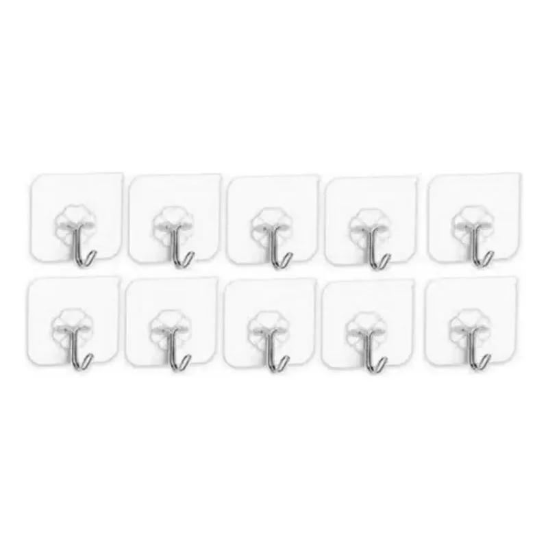 3x Kit 10 Ganchos Adesivo Parede Super Aderência - Transpare