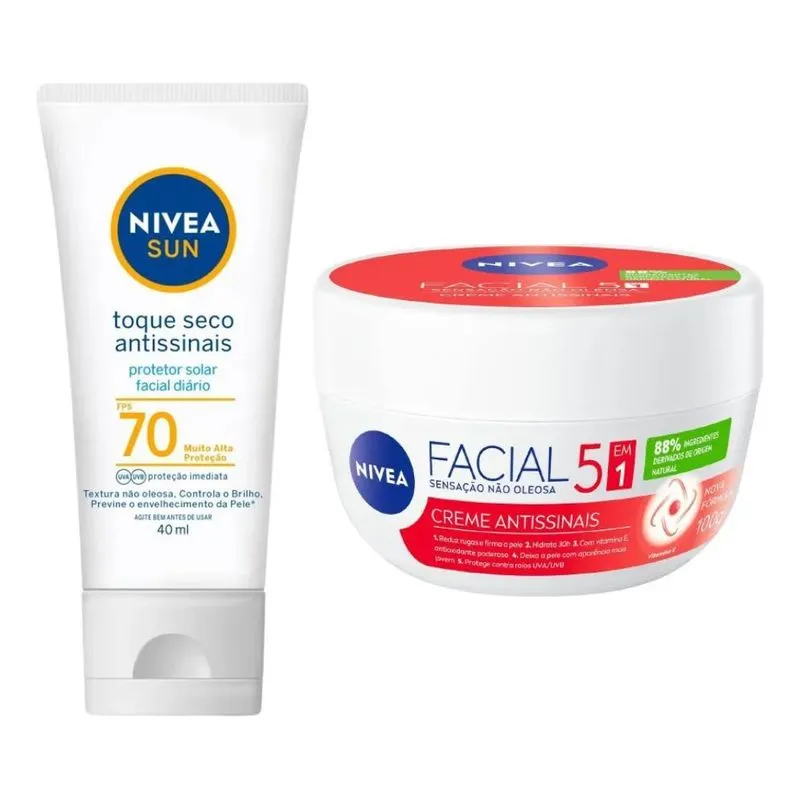 Kit Nivea Antissinais Protetor Solar Fps70 40ml + Creme 100g