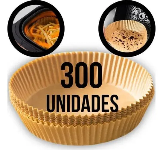 5x Kit 300 Papel Descartável Air Fryer Antiaderente Grande