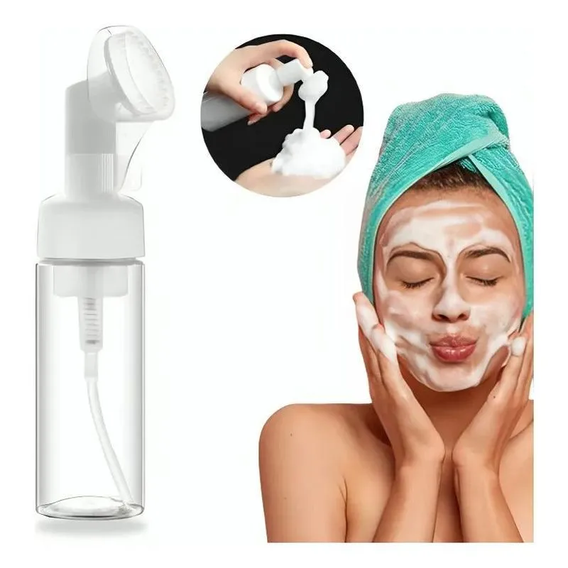 3x Frasco Pump Espumador Escova Limpeza Facial Skin Care 100