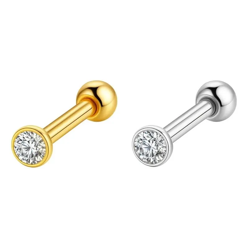 Piercing Orelha Mini Ponto Prateado - Haste 8mm Pedra 1.75m