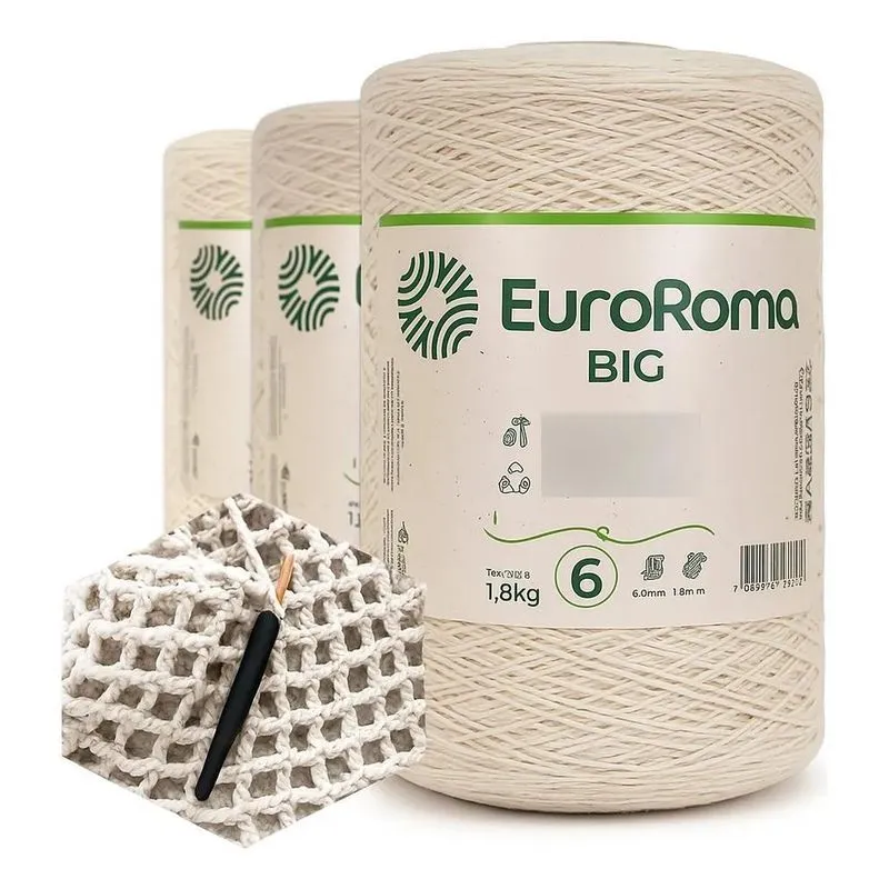 Barbante Euroroma Cru Big 1,8kg Croche Trico Esc Fio 8 - 4/8