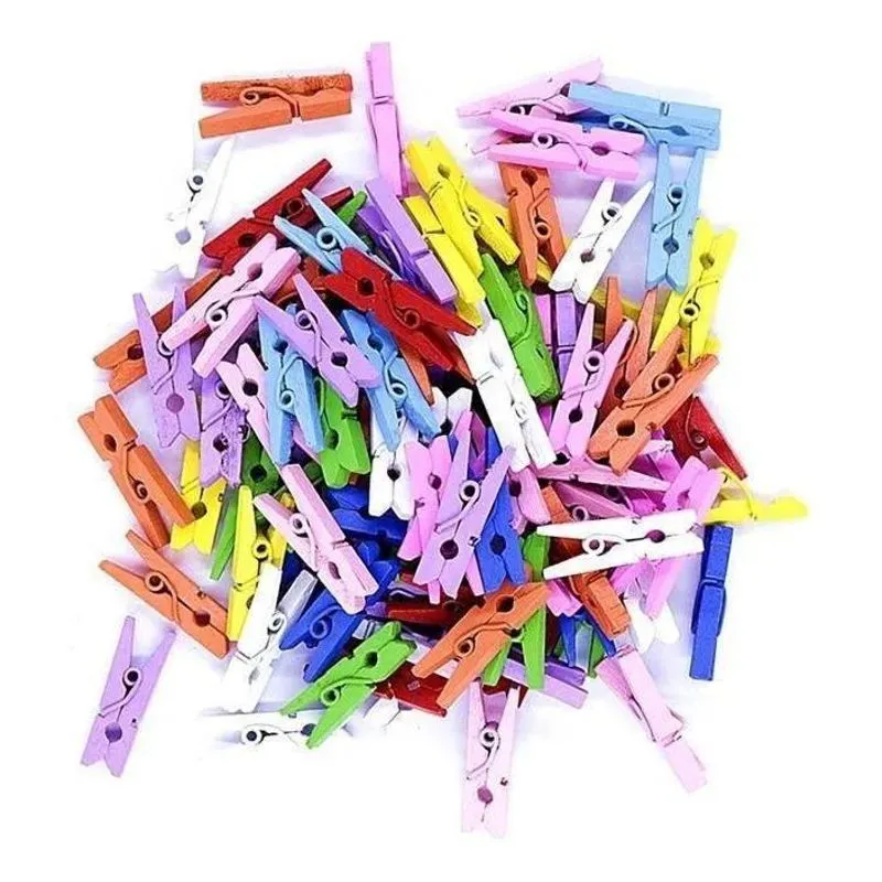 Kit 100 Unidades Mini Pregadores 2,5 Cm Coloridos