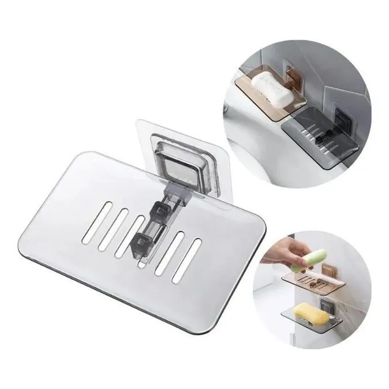 2x Suporte Porta Sabonete Vazado Transparente Parede Banheir