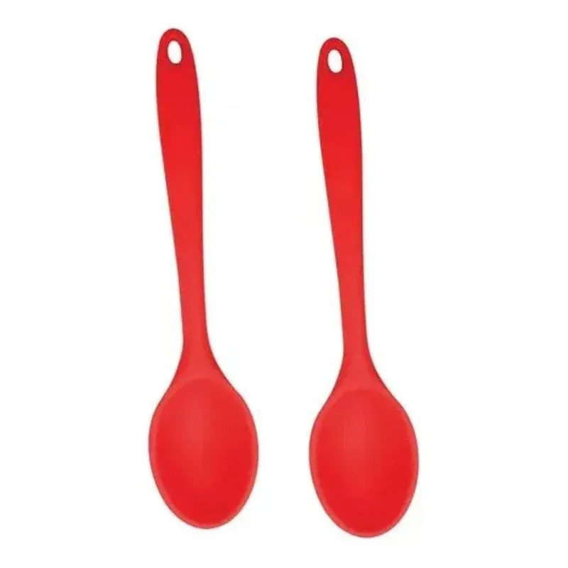 3x 2 Colheres De Arroz Silicone Maciço Não Riscam Panelas Co
