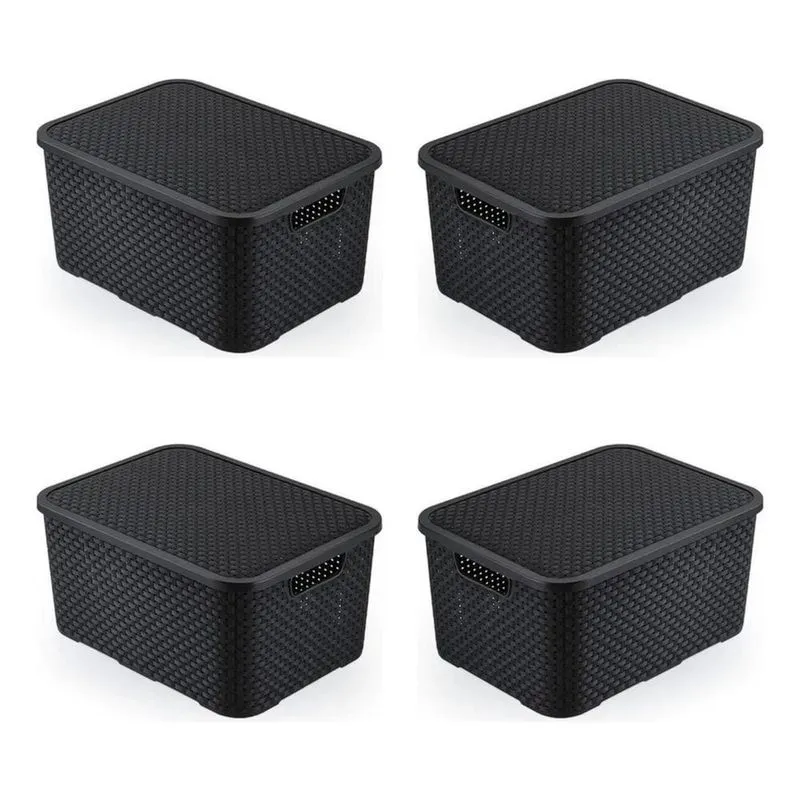 2x Kit 4 Caixas Arqplast Organizadoras Rattan Com Tampa 7 Li