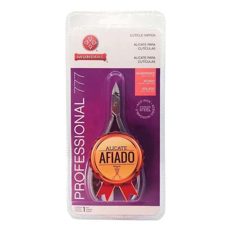 Alicate Cuticula 777 Profissional Mundial Aço Inox Afiado