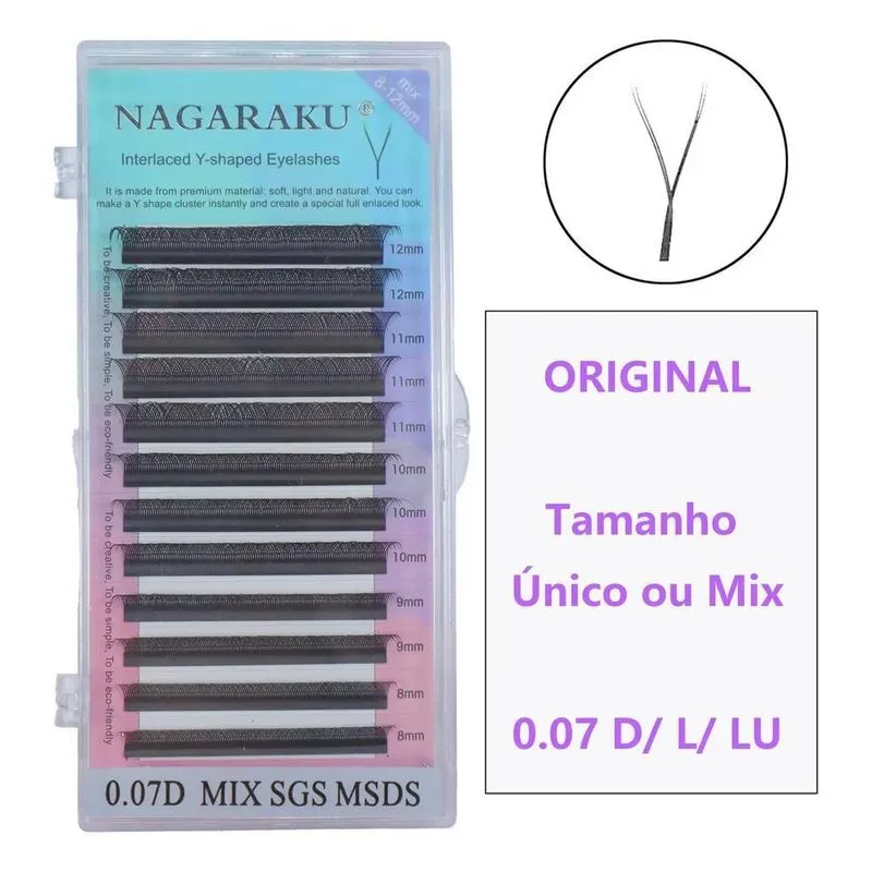 10x Cílios Entrelaçados Y Nagaraku Pra Volume Russo E Brasi