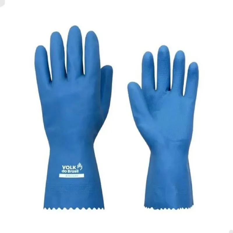 3x Luva Limpeza Pesada Latéx Verniz Silver Azul - Volk