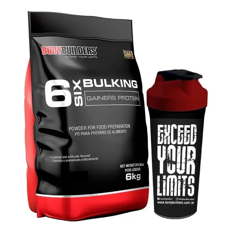 Kit Hipercalórico Massa 6 Six Bulking 6kg + Coqueteleira