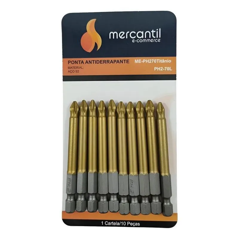 Ponta Bits Ph2 70mm Titânio Ponteira Magnética Kit 10 Peças