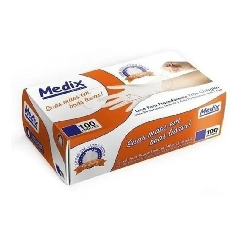 2x Luvas Descartáveis Medix Procedimento Cor Natural Tamanho