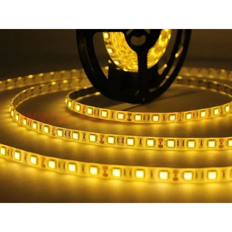 10x Fita Led 5mts 5050 Branco Quente Com Silicone E Fita Ade