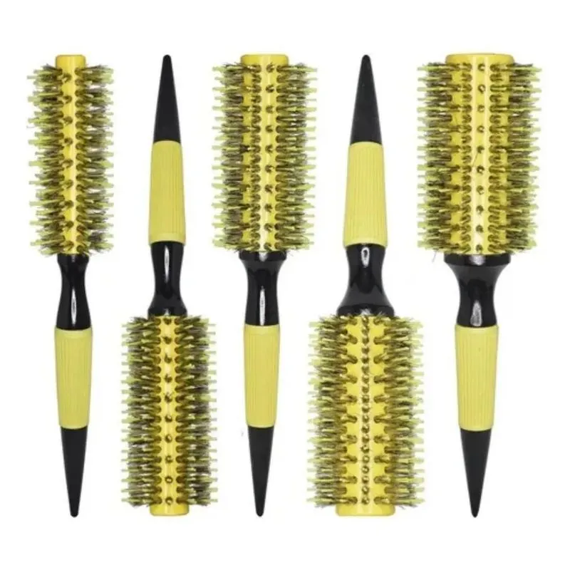 3x Kit 5 Escovas Profissionais Cabelo Cerdas Javali - Laranj
