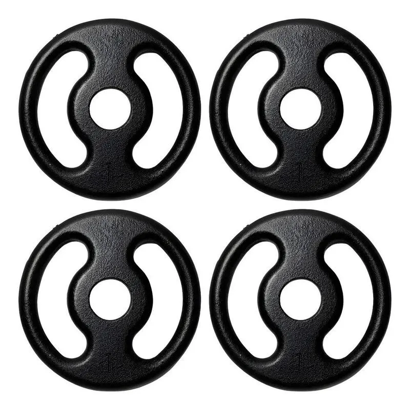 Kit Com 04 Anilhas De Ferro Fundido De 1kg Preto