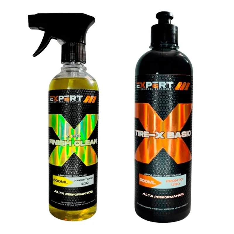 Kit apc Finish Clean e Tire X Basic Conjunto PremiumCuidados Automotivos LimpezaProteçãoPneus Expert