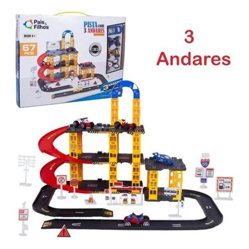 5x Posto De Gasolina Garagem 3 Andares Pais &amp; Filhos Carrinh