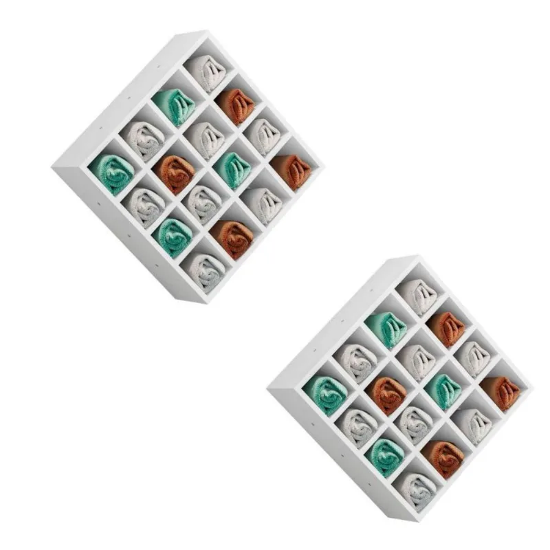 Kit 2 Suporte Porta Toalha Alice 16 Nicho Toalheiro Multiuso branco