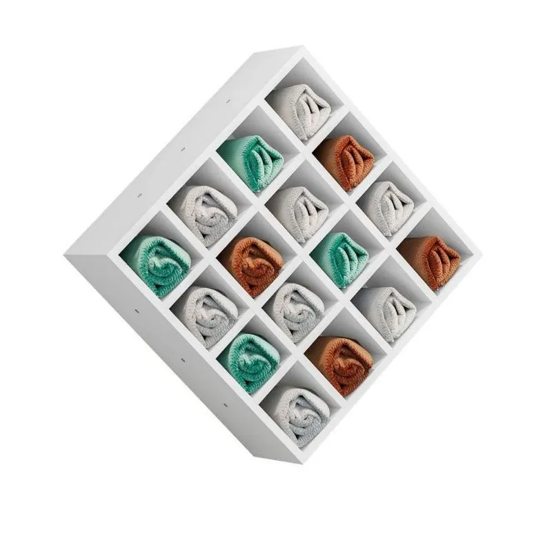 Suporte Porta Toalha Alice Com 16 Nichos Toalheiro Multiuso branco