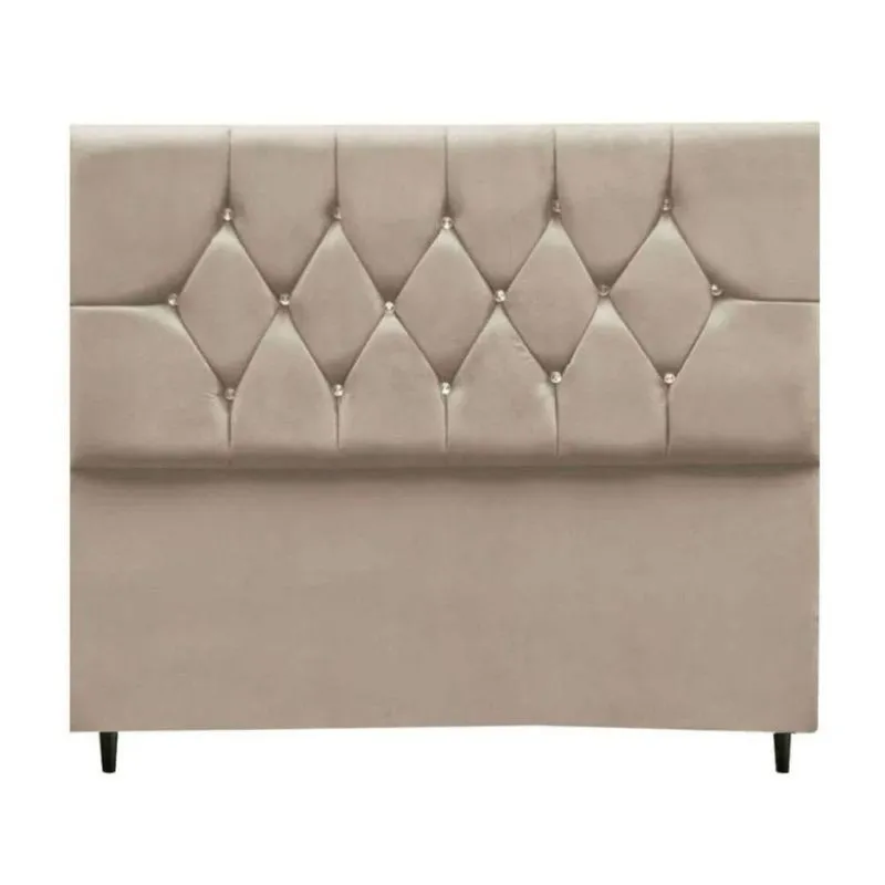 Cabeceira Cama Box Estofada Solteiro 90 Cm Geovana Suede Bege