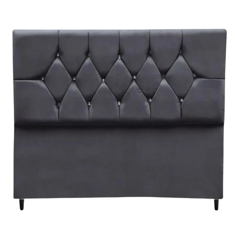 Cabeceira Estofada Solteiro 90 Cm Geovana Suede Cinza Escuro