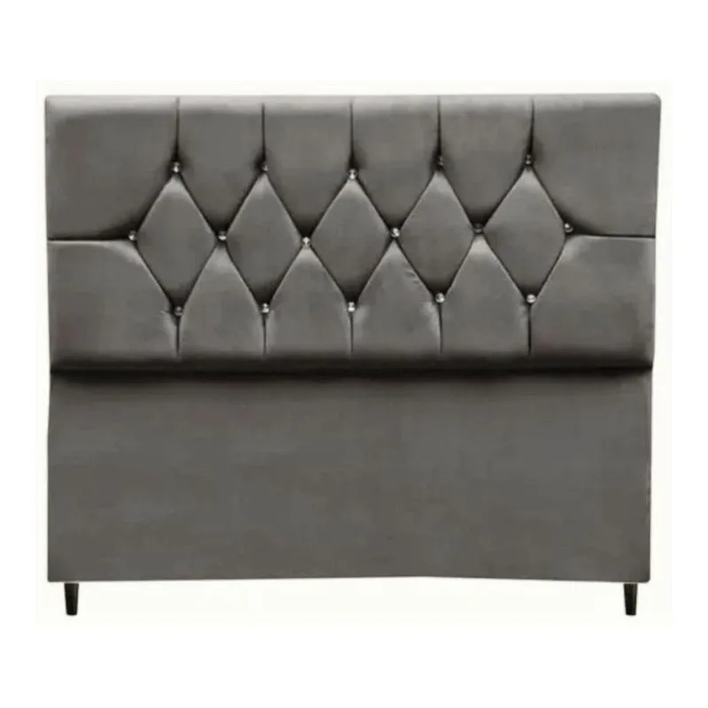 Cabeceira Box Estofada Solteiro 90 Cm Geovana Suede Cinza