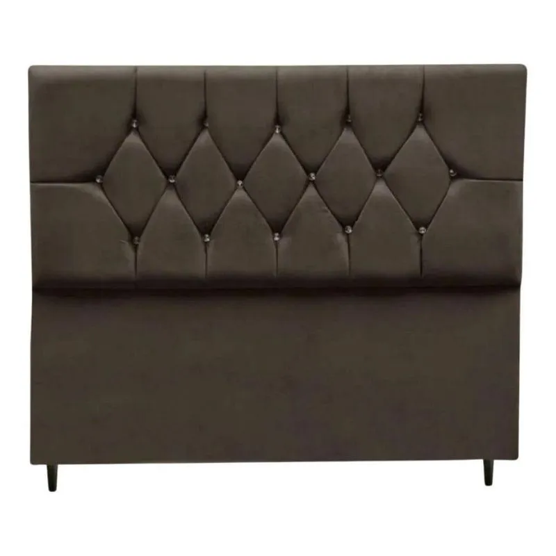 Cabeceira Cama Box Estofada Casal 140cm Geovana Suede Marrom