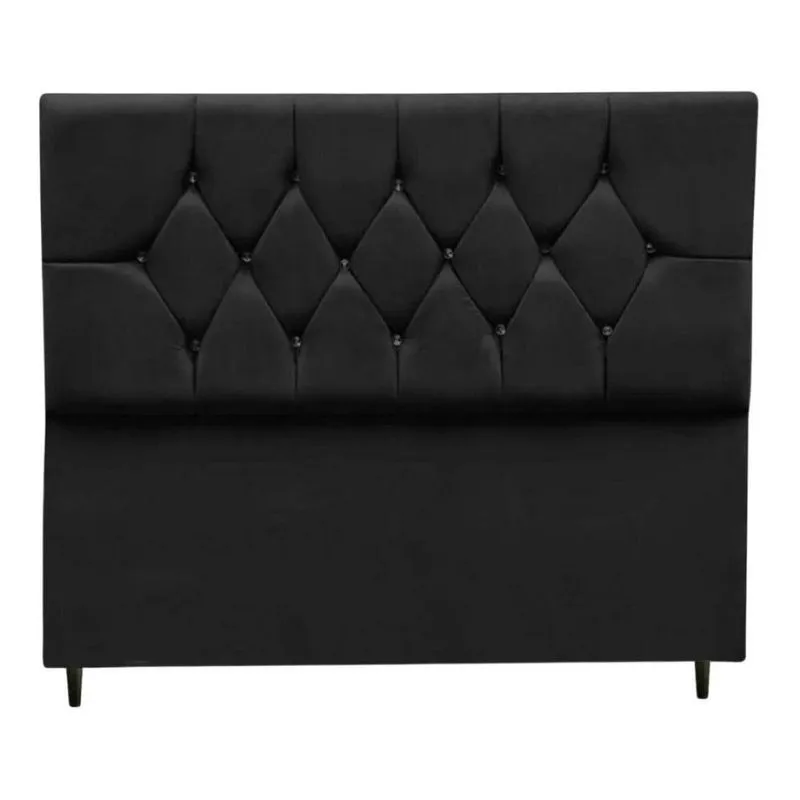 Cabeceira Cama Box Estofada Queen 160 Cm Geovana Suede Preto