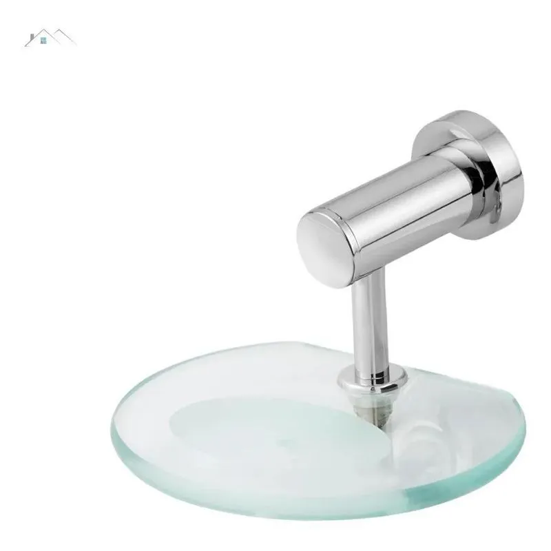 2x Saboneteira Parede Inox Cromado Com Vidro Elegance Kitbra