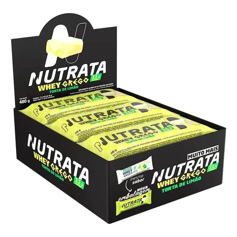 5x Whey Grego Bar (caixa 12 Unidades) - Nutrata Barra Protei