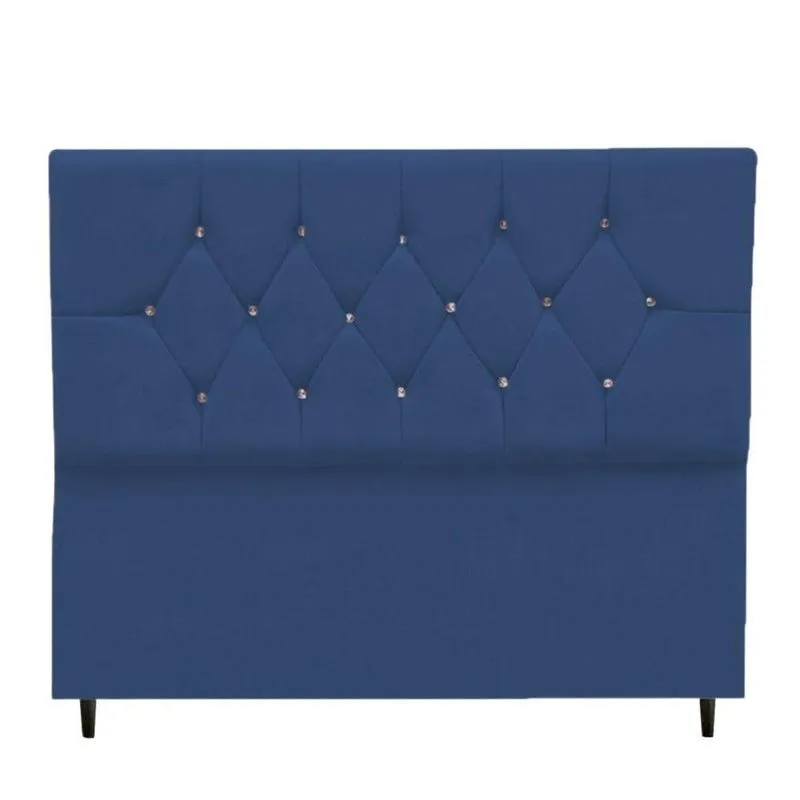 Cabeceira Cama Box Casal 140 Cm Geovana Suede Azul Marinho