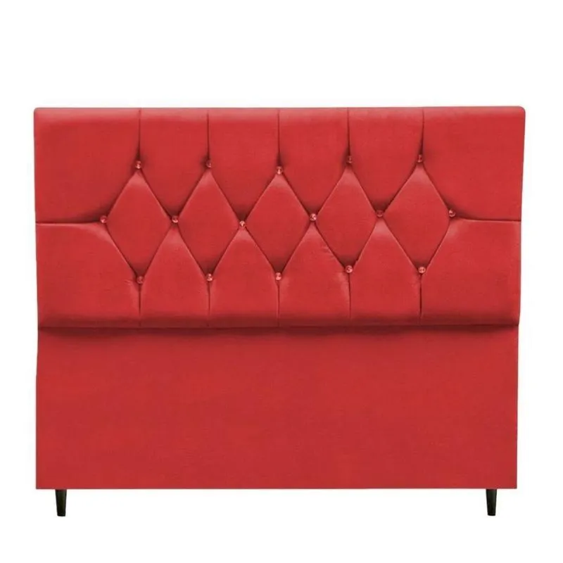 Cabeceira Cama Box Solteiro 90 Cm Geovana Suede Vermelho