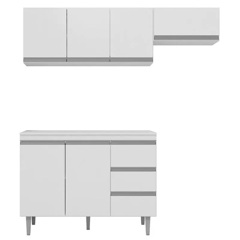 Armário De Cozinha Compacta Sem Tampo 120 Cm Andréia Branco