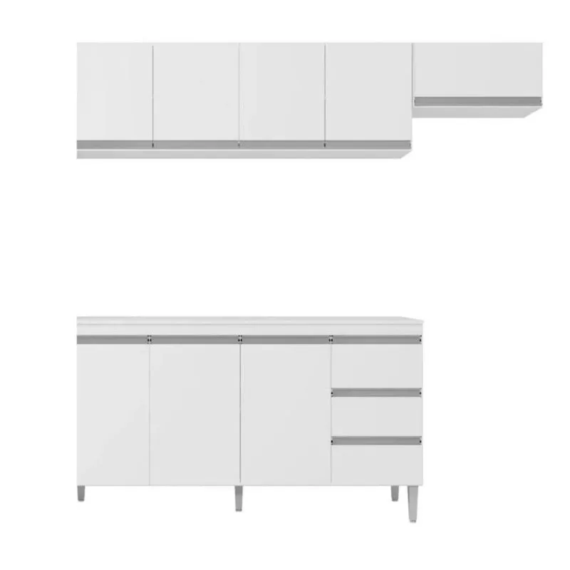 Armário De Cozinha Compacta Com Tampo 150 Cm Andréia Branco
