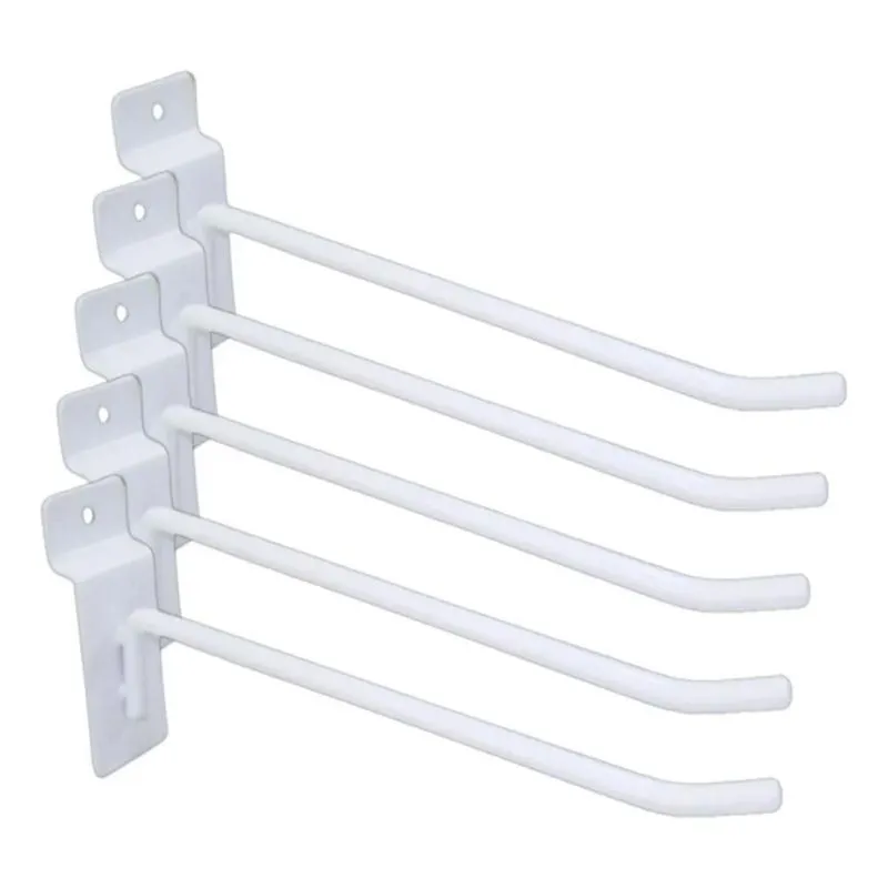 2x Kit 100 Gancho Para Painel Canaletado Cor Branco 15cm