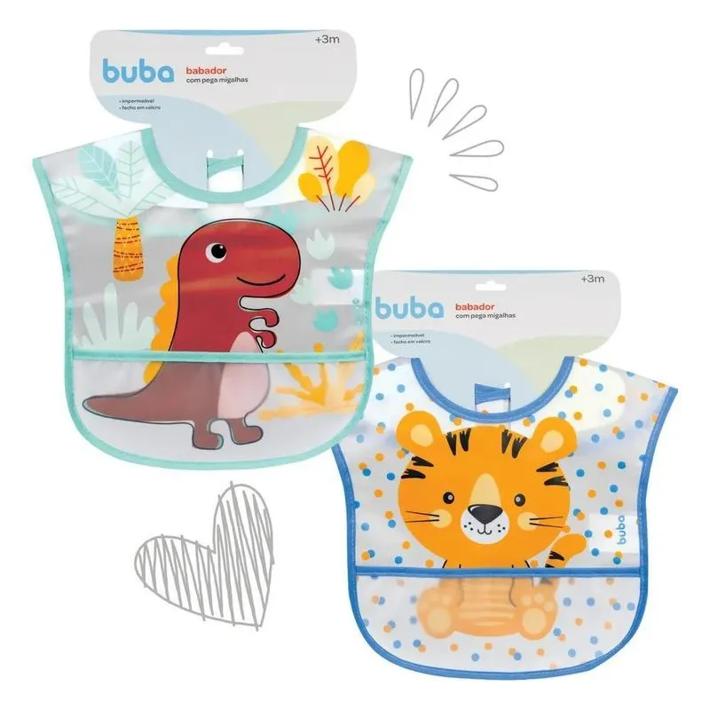 Kit 2 Babador Plastico Com Bolso Pega Migalhas Im Kit Menino