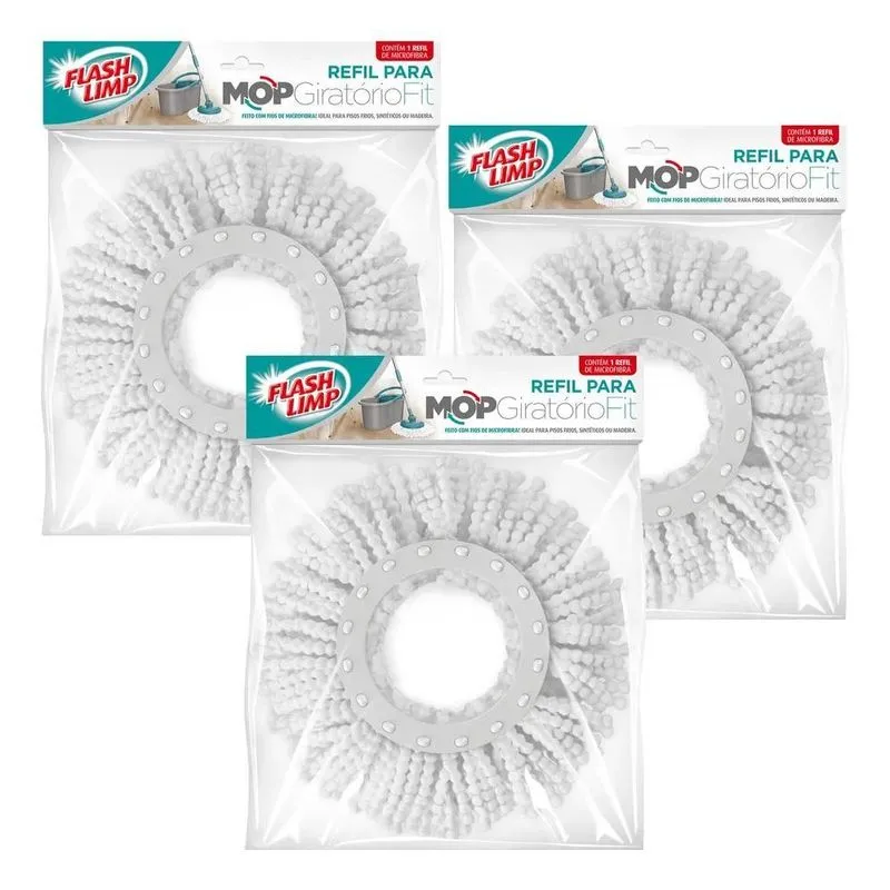 5x Kit 3 Refil Para Mop Giratório Fit 5010