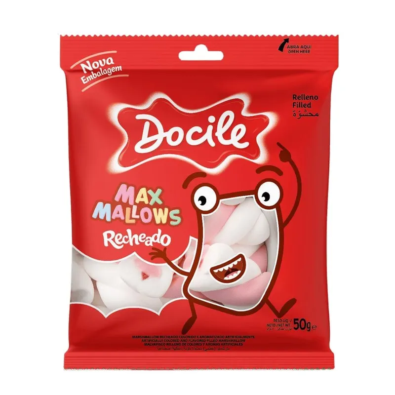 Marshmallow Twist Recheado Rosa E Branco 12un X 50gr Docile