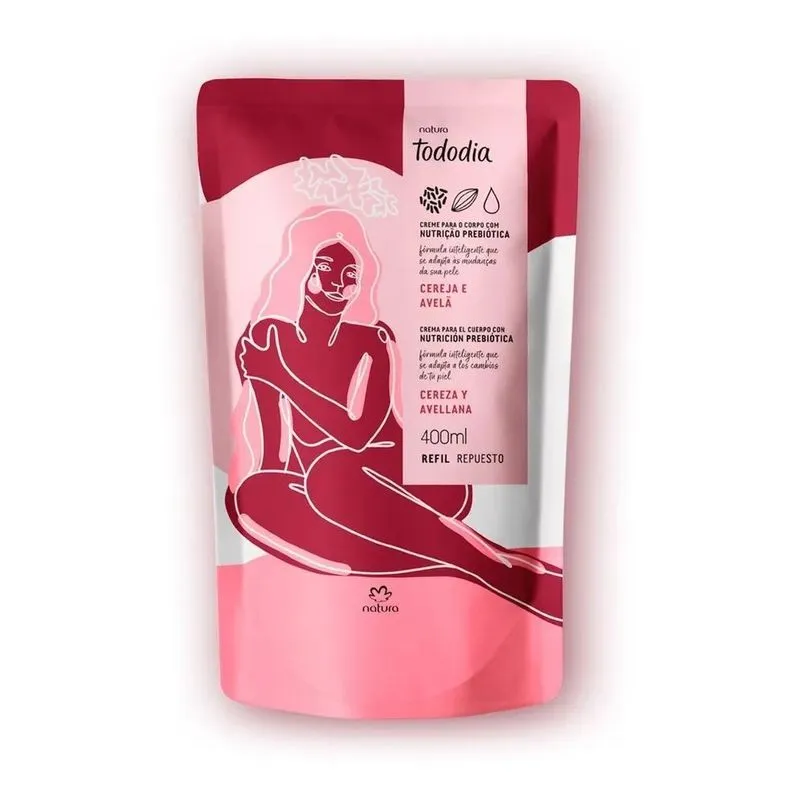 10x Refil Hidratante Natura Tododia Cereja E Avelã 400ml