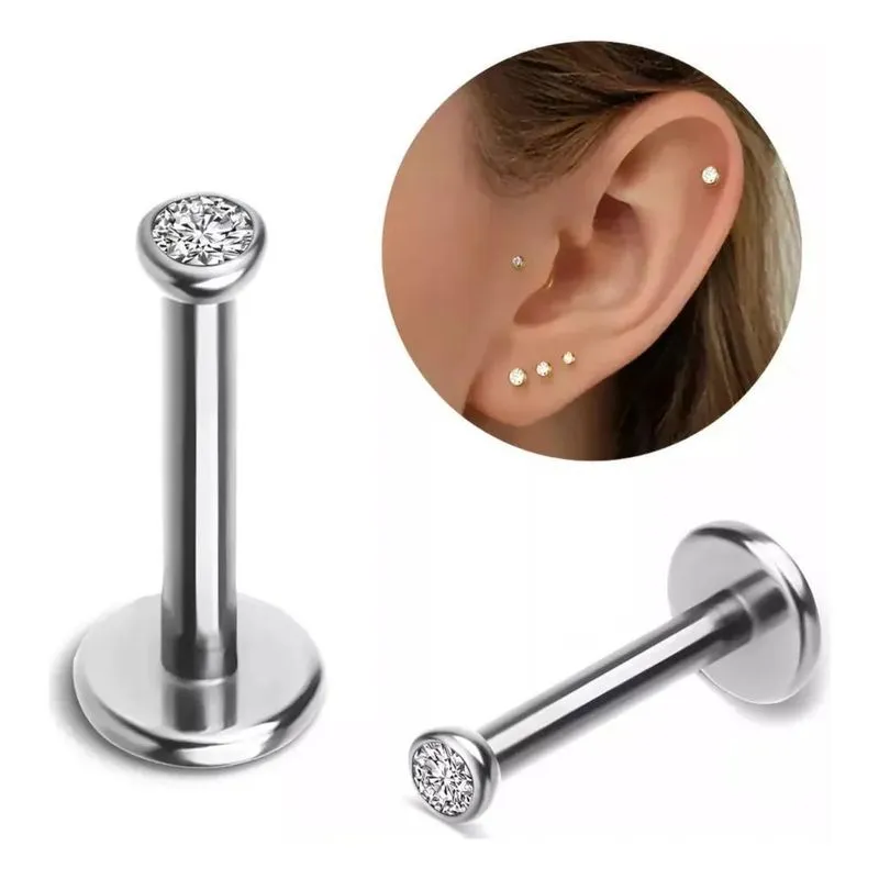 Piercing Titânio Ponto De Luz Zircônia Conch 1.2x8x2 - Natur