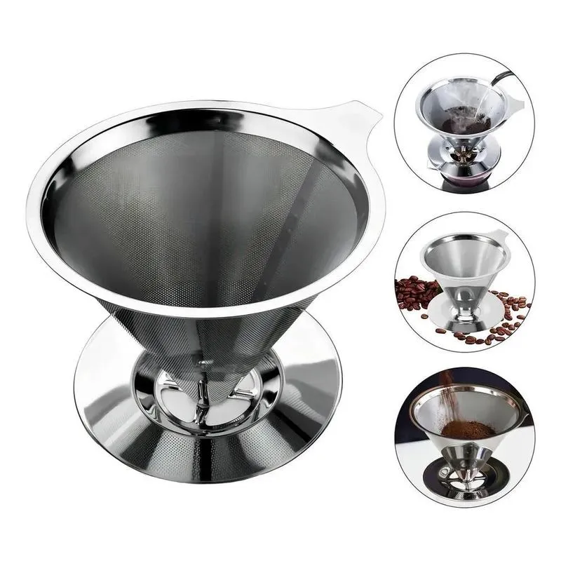 3x Coador De Café Inox Reutilizável Grande Filtro 103 Sem Pa