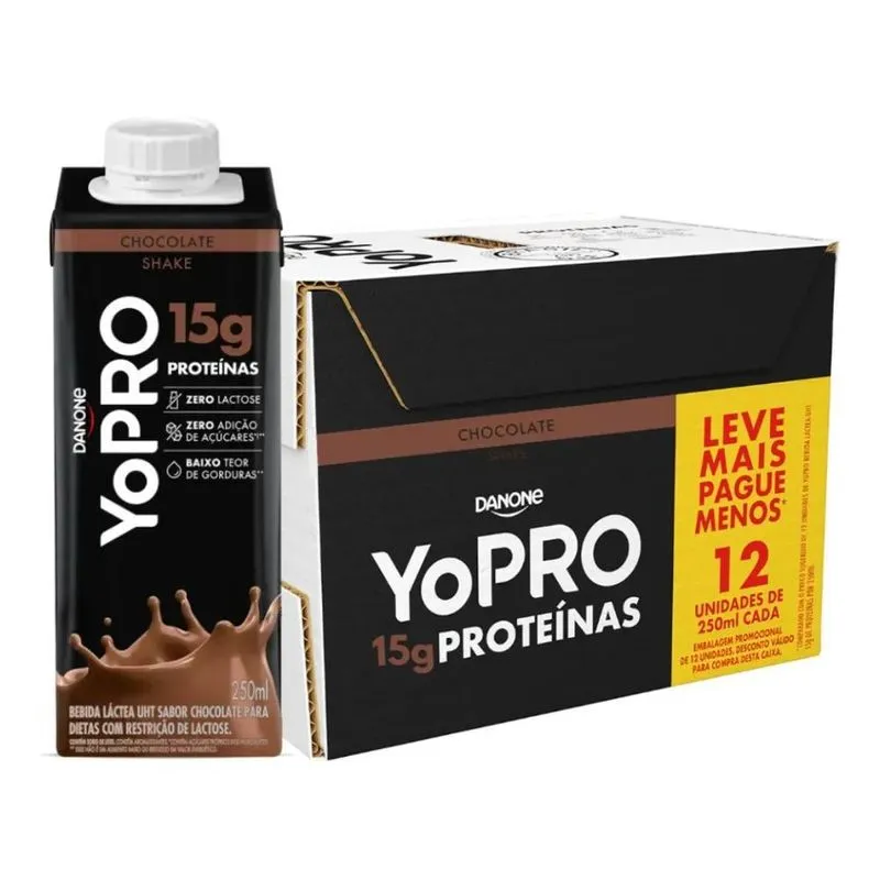 5x Kit Yopro Danone Chocolate 15g Proteina - 12 Unidades